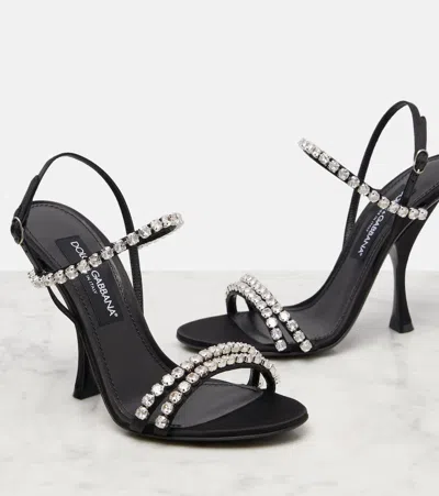 Dolce & Gabbana Sandals With Rhinestone Chain In Black