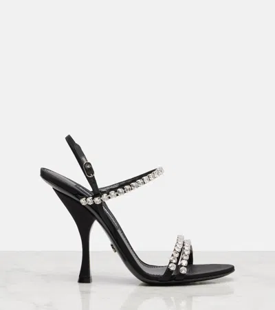 Dolce & Gabbana Sandals With Rhinestone Chain In Black