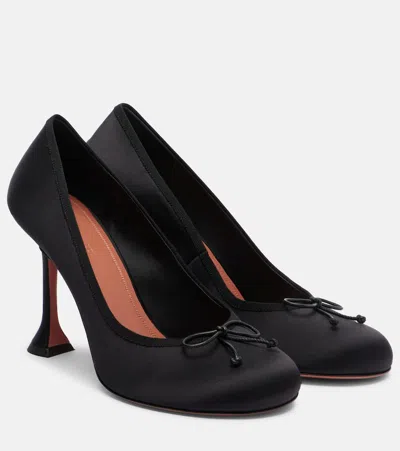 Amina Muaddi Women Black Bow Heels, 3.5 Luxury Pumps & Heels For Women Darveys In Black