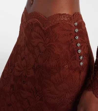 Rabanne Floral Stretch-guipure Lace Midi Skirt In Brown