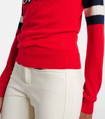 Perfect Moment Neve Wool Turtleneck Sweater In Red