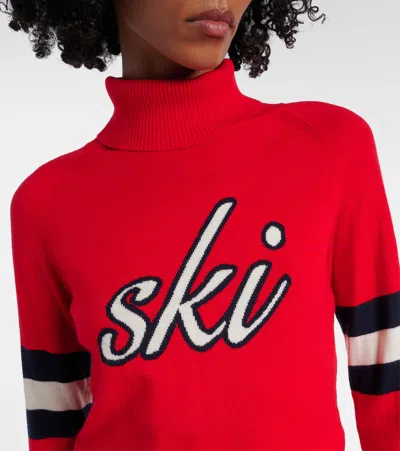Perfect Moment Neve Wool Turtleneck Sweater In Red