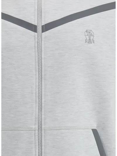 Brunello Cucinelli Stylish Hoodie Logo Design In Gray