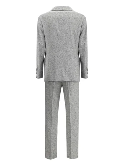 Brunello Cucinelli Tailored Suit Set Double-breasted Jacket In Gray