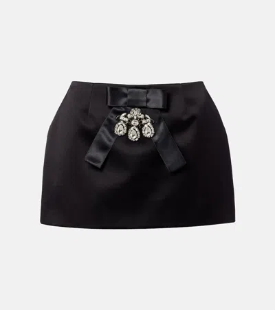 Dolce & Gabbana Black Bow-embellished Satin Mini Skirt In Multi