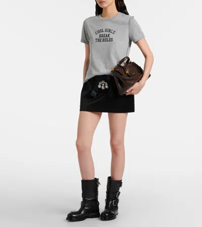 Dolce & Gabbana Black Bow-embellished Satin Mini Skirt In Multi