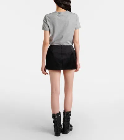 Dolce & Gabbana Black Bow-embellished Satin Mini Skirt In Multi