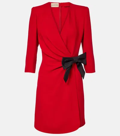 Valentino Short Silk Dress With Bow In Red