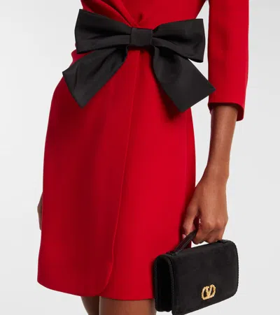 Valentino Short Silk Dress With Bow In Red