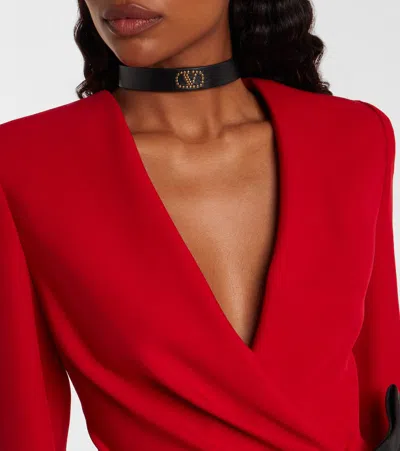 Valentino Short Silk Dress With Bow In Red