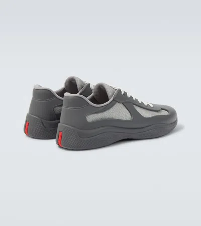 Prada Men's Americas Cup Rubber Trainer Sneakers In Gray