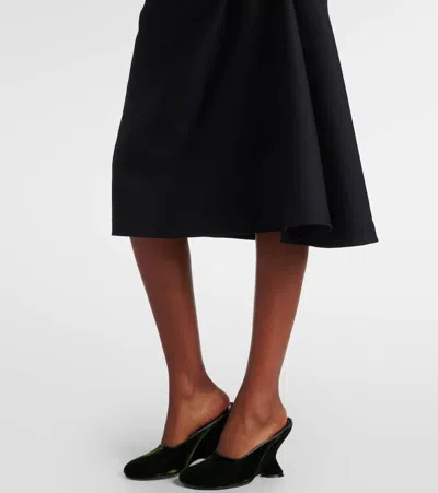 Dries Van Noten Navy Blue Draped Skirt With Brooch In Black