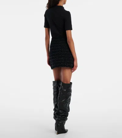 Balmain Tweed Mini Skirt In Black