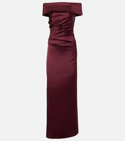 Max Mara Satin Dress In Burgundy