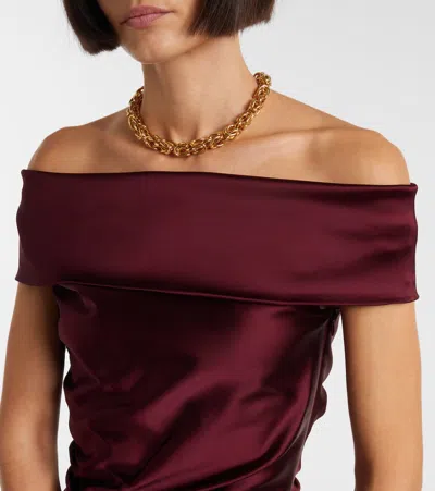 Max Mara Satin Dress In Burgundy
