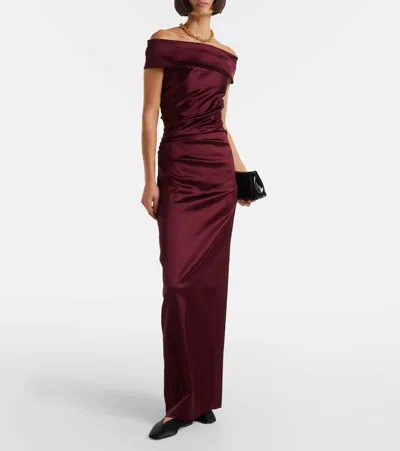 Max Mara Satin Dress In Burgundy