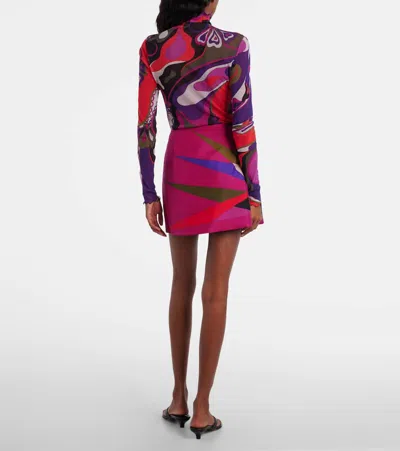 Pucci High Waist Mini Skirt With Graphic Print In Multi