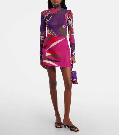 Pucci High Waist Mini Skirt With Graphic Print In Multi