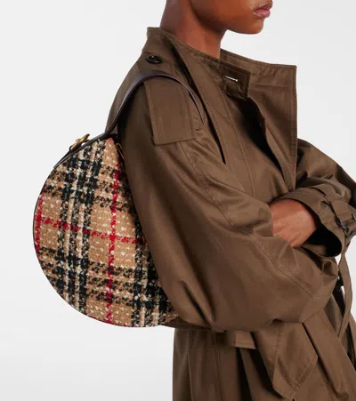 Burberry Knight Arc Boucle Check Shoulder Bag In Sand