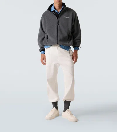 Miu Miu Logo Fleece Sweatshirt In Gray