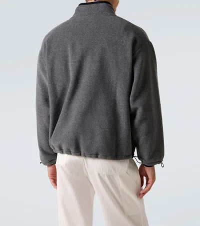 Miu Miu Logo Fleece Sweatshirt In Gray