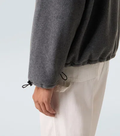 Miu Miu Logo Fleece Sweatshirt In Gray