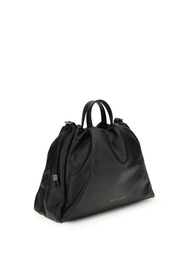 Brunello Cucinelli Large Soft Leather Mellow Shopper Bag In Black