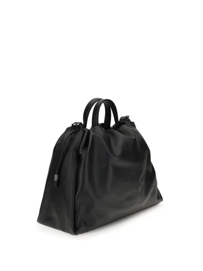 Brunello Cucinelli Large Soft Leather Mellow Shopper Bag In Black