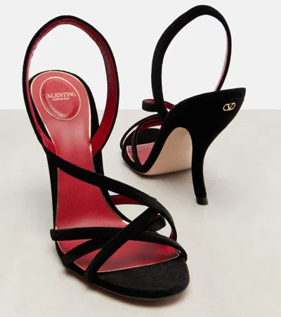 Valentino Fetishique 105 Velvet Slingback Sandal In Black