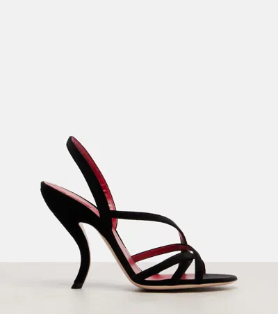 Valentino Fetishique 105 Velvet Slingback Sandal In Black