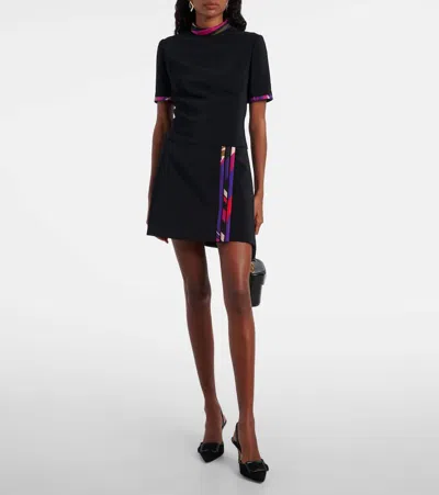 Pucci Printed Silk-trimmed Cady Minidress In Black