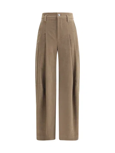 Brunello Cucinelli Jewel Embellished Wide Leg Trousers In Brown