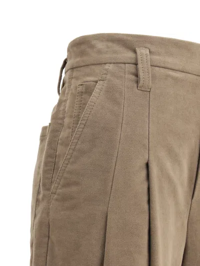 Brunello Cucinelli Jewel Embellished Wide Leg Trousers In Brown