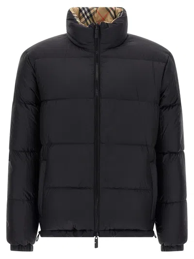 Burberry Beige Check Nylon Reversible Down Puffer Jacket In Brown