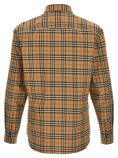 Burberry Men's Embroidered Poplin Shirt In Brown