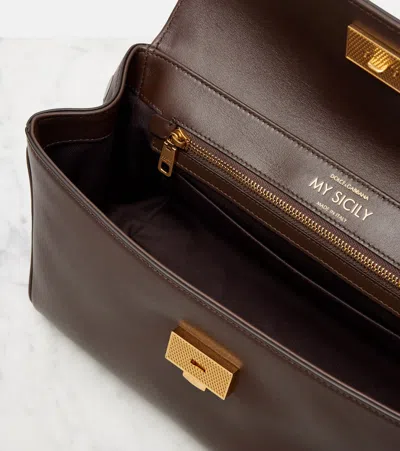 Dolce & Gabbana Brown Handbag With Key And Padlock Detail And Adjustable And Removable Shoulder Strap In Leather Wom In Brown