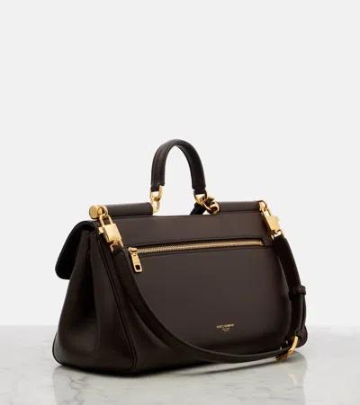 Dolce & Gabbana Brown Handbag With Key And Padlock Detail And Adjustable And Removable Shoulder Strap In Leather Wom In Brown