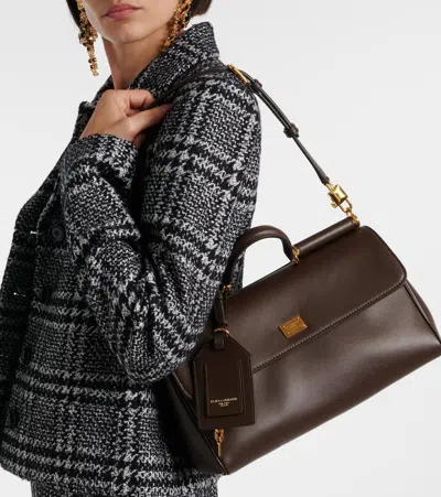 Dolce & Gabbana Brown Handbag With Key And Padlock Detail And Adjustable And Removable Shoulder Strap In Leather Wom In Brown