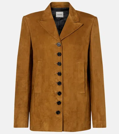 Khaite Saraphina Suede Jacket In Brown