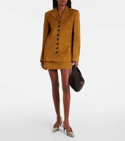 Khaite Saraphina Suede Jacket In Brown