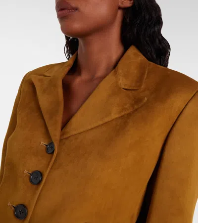 Khaite Saraphina Suede Jacket In Brown