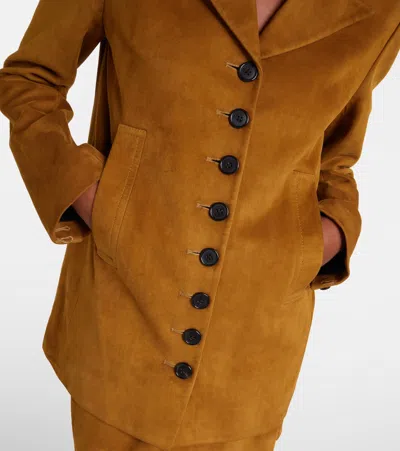 Khaite Saraphina Suede Jacket In Brown