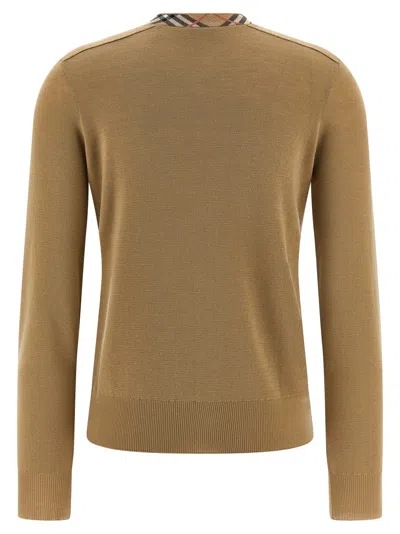 Burberry Check Insert Cardigan Sweaters And Cardigans Beige In Nude