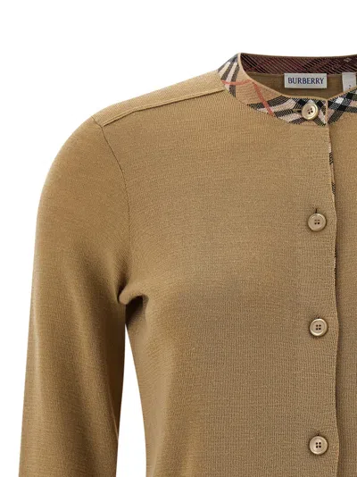 Burberry Check Insert Cardigan Sweaters And Cardigans Beige In Nude