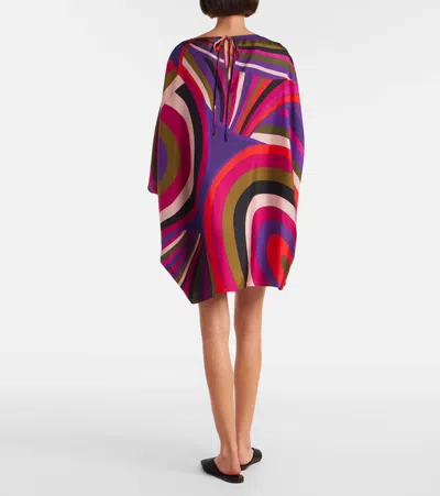 Pucci Iris Print Silk Short Kaftan Clothing In Multi