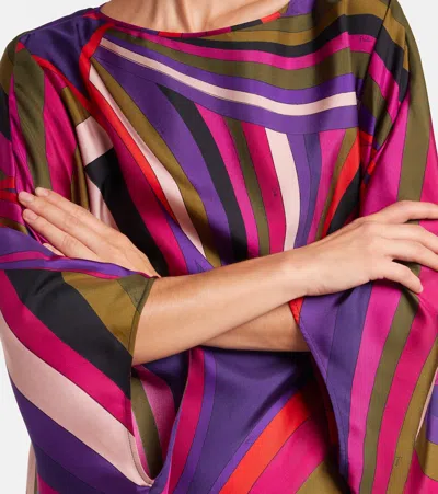 Pucci Iris Print Silk Short Kaftan Clothing In Multi