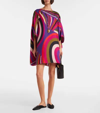 Pucci Iris Print Silk Short Kaftan Clothing In Multi