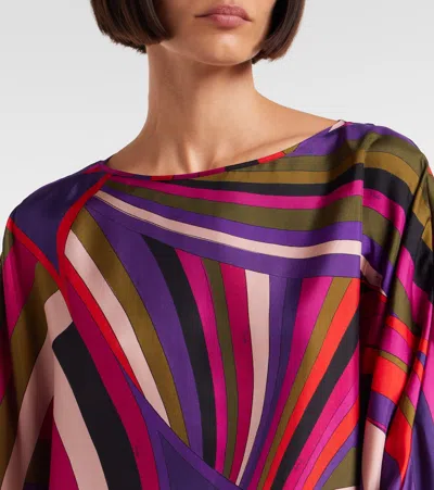 Pucci Iris Print Silk Short Kaftan Clothing In Multi
