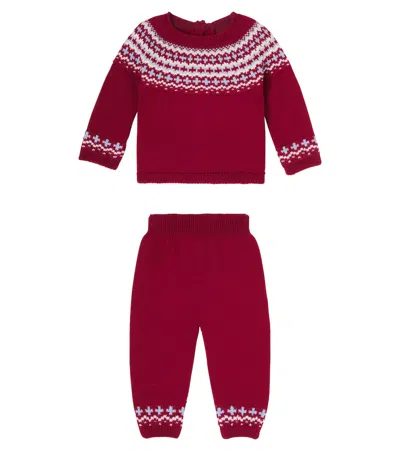 La Coqueta Baby Lyle Wool Sweater And Pants Set In Burgundy