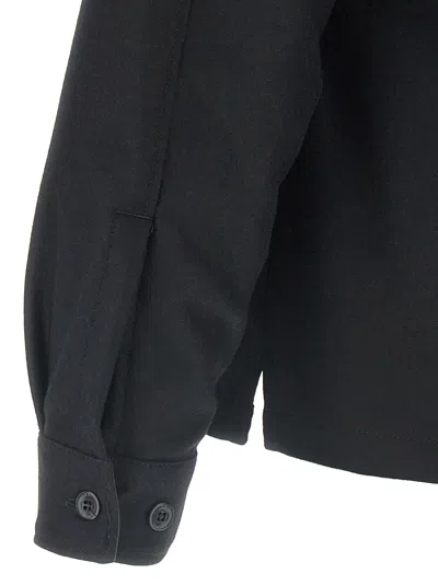 C.p. Company Unlined Wool Overshirt With Classic Shirt Collar In Black
